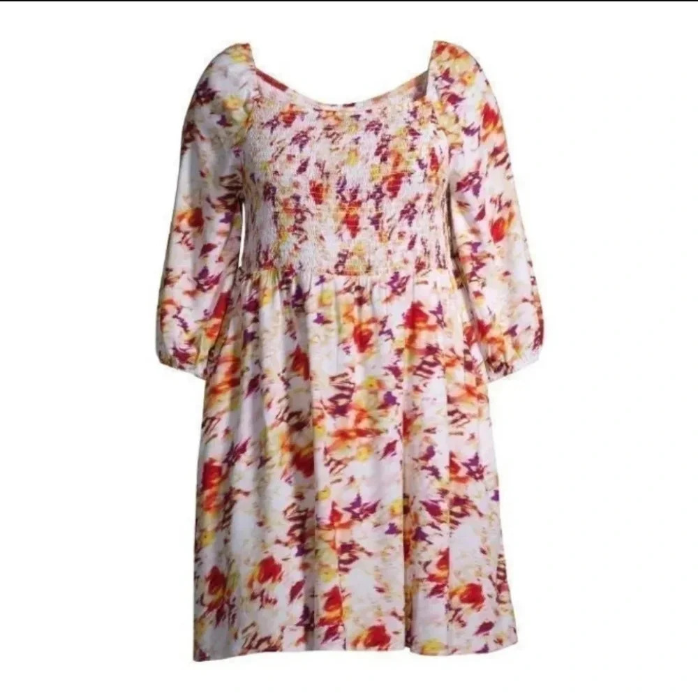 Terra & Sky Women's Smocked Dress Size 0X 14W